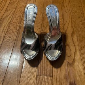 Michael Kors Silver heels with Zebra print.
